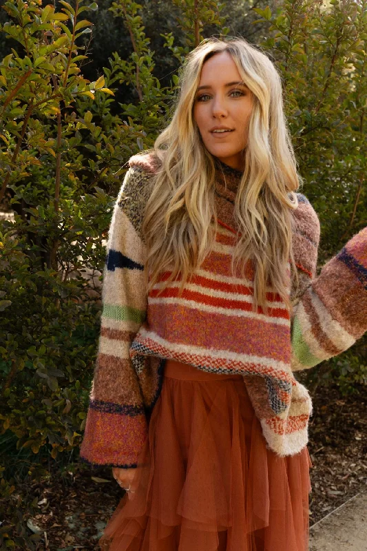 Got To Be Me Striped Sweater - Rust Minimalist Women's Casual
