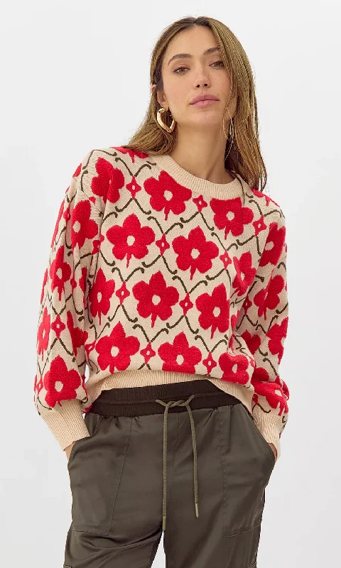 Lorna Flower Sweater Traditional Women's 