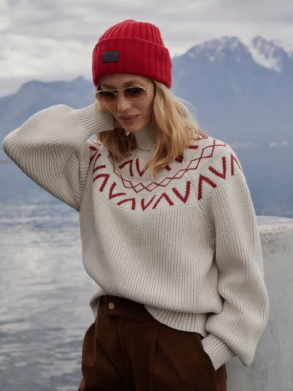 Varley Marcie Fairisle Yoke Knit Sweater / Silver Birch