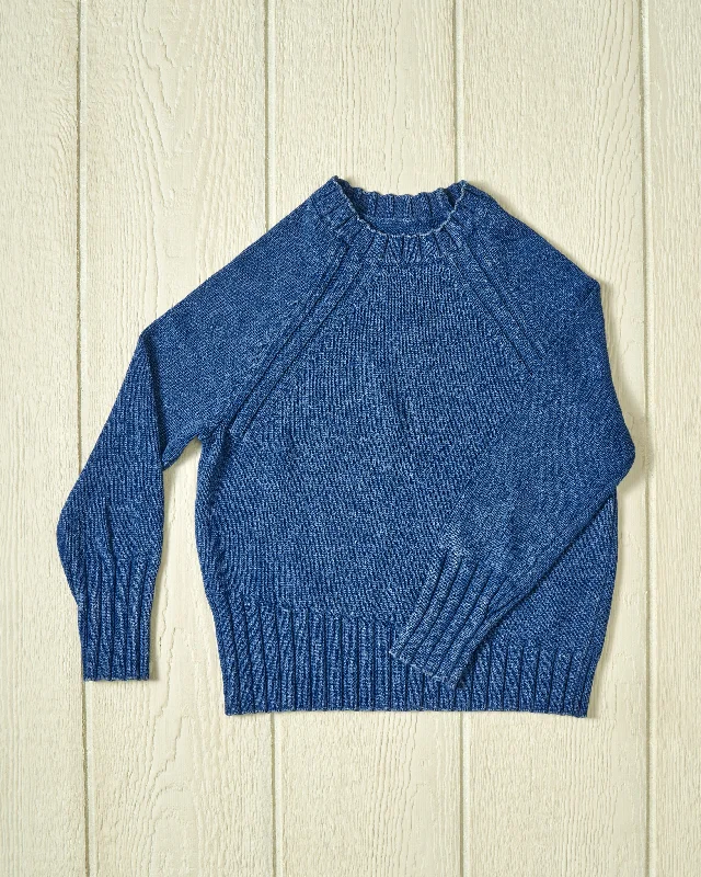 Women's Deep Sea Quaker Crewneck Sweater in Indigo Feminine Women's Soft 