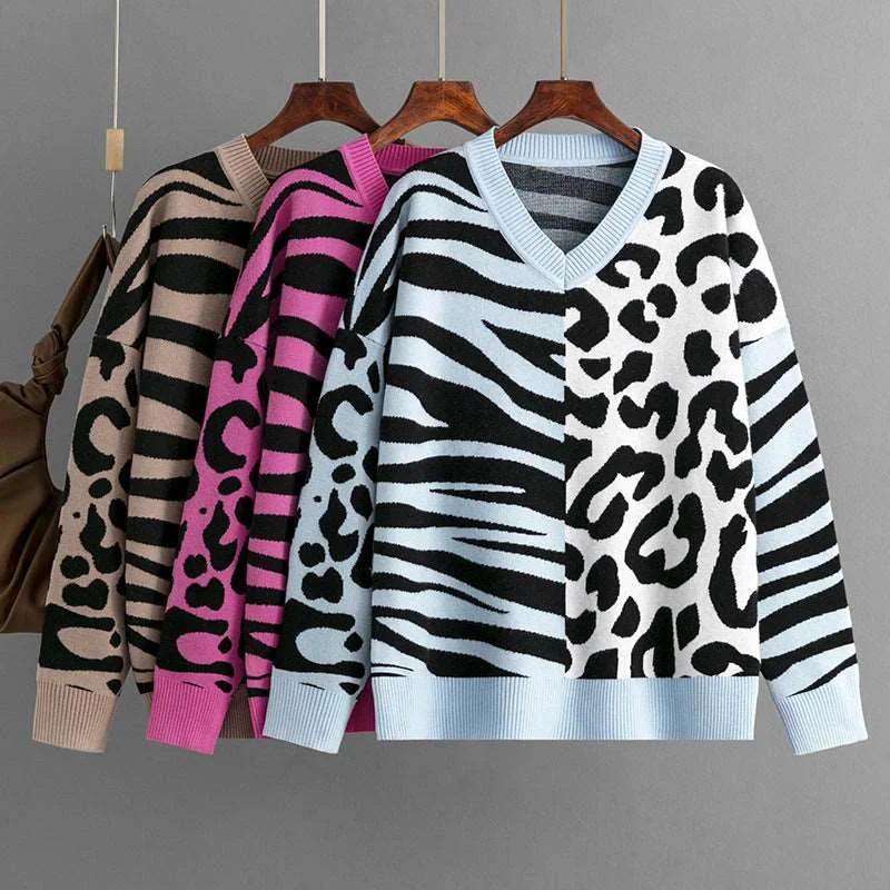 Women's Leopard Sweater Classic Women's Pin - striped