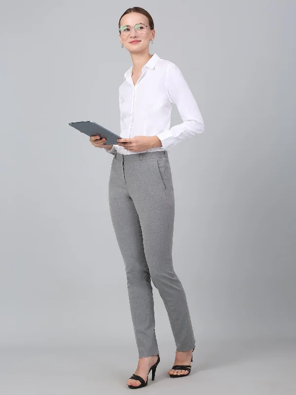 Women's White Solid Formal Shirt Streetwear Style for 